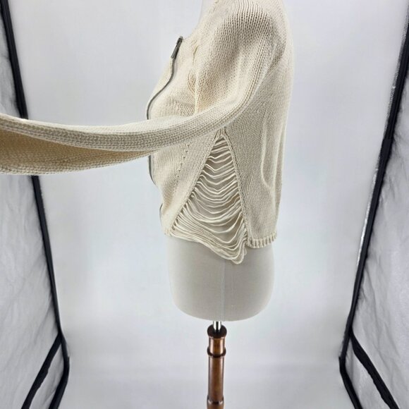 Dakota Collective Womens Ivory Knit Asymmetric Zip Cardigan - Picture 6 of 12